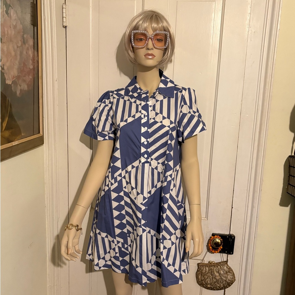 JODIFL Abstract Blue and White Mini Dress